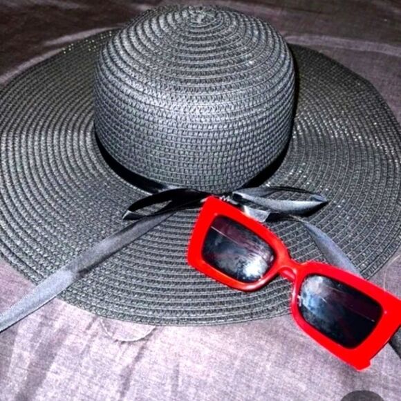 BOHO trendy black straw hat - Picture 1 of 6